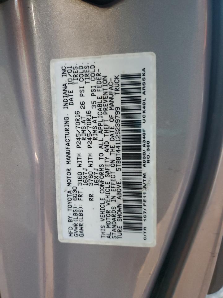 2002 Toyota Tundra Access Cab VIN: 5TBBT44112S239799 Lot: 81278555