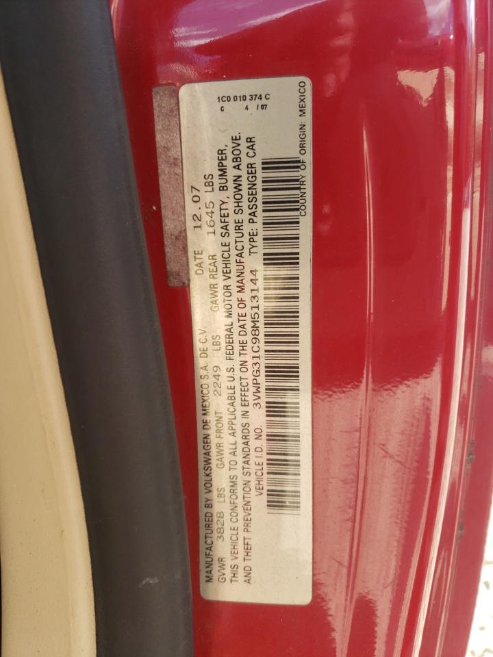 2008 Volkswagen New Beetle S VIN: 3VWPG31C98M513144 Lot: 70306805