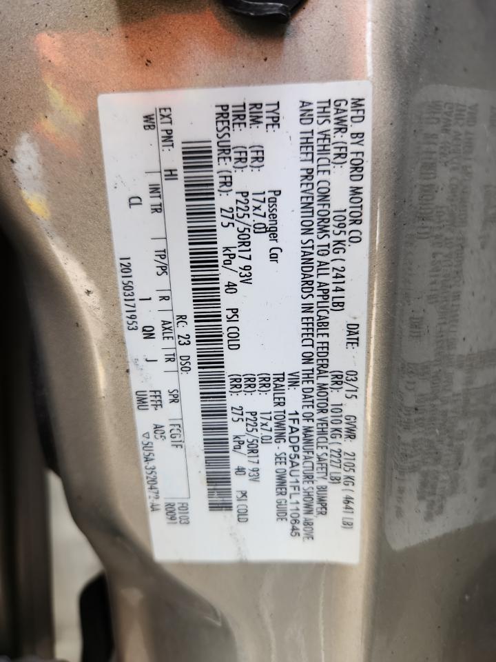 2015 Ford C-Max Se VIN: 1FADP5AU1FL110645 Lot: 81003545