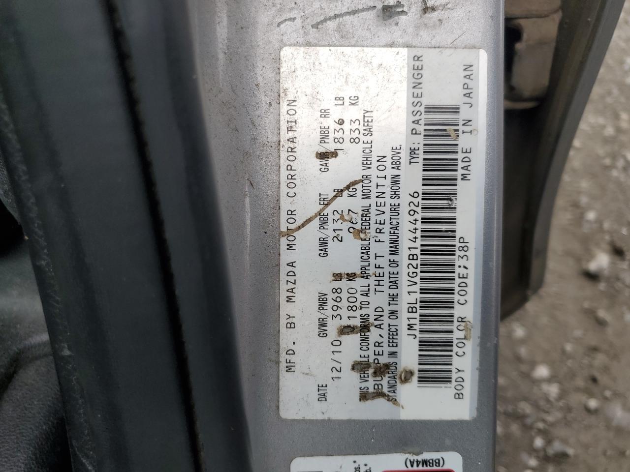 2011 Mazda 3 I VIN: JM1BL1VG2B1444926 Lot: 81880115