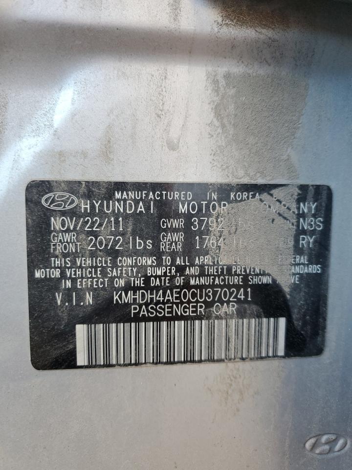 2012 Hyundai Elantra Gls VIN: KMHDH4AE0CU370241 Lot: 80334815