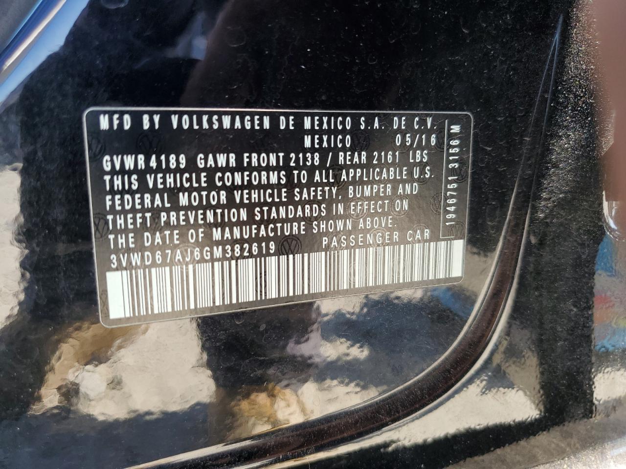 2016 Volkswagen Jetta Se VIN: 3VWD67AJ6GM382619 Lot: 80081815