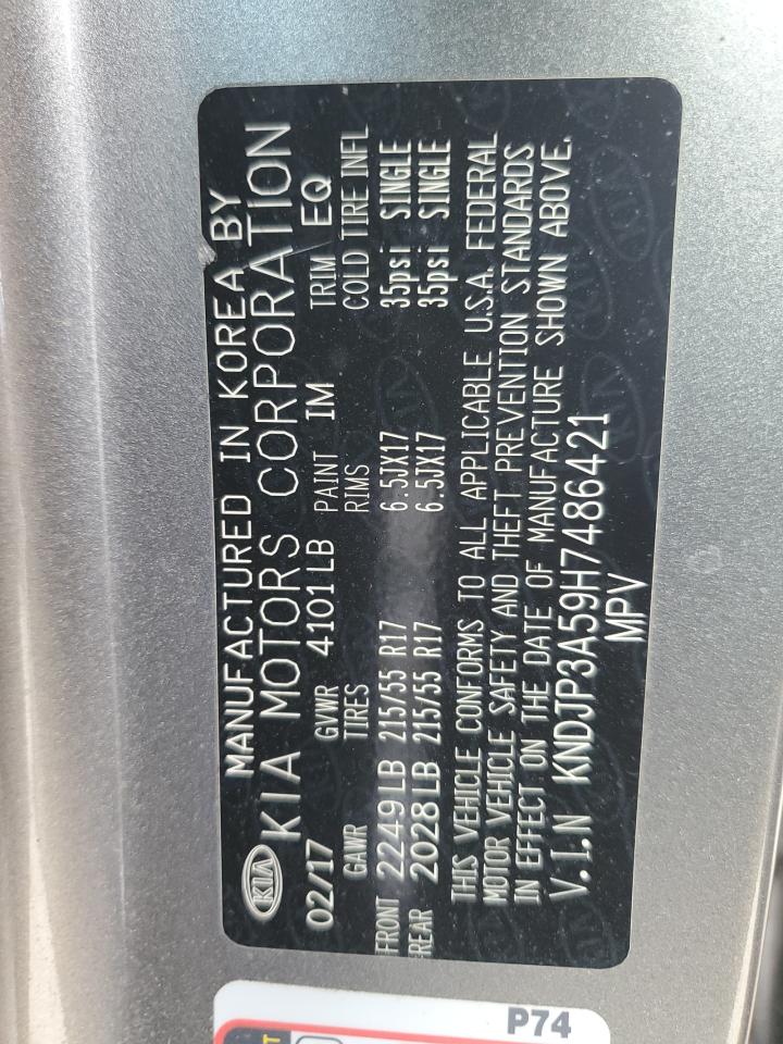 2017 Kia Soul + VIN: KNDJP3A59H7486421 Lot: 71263475