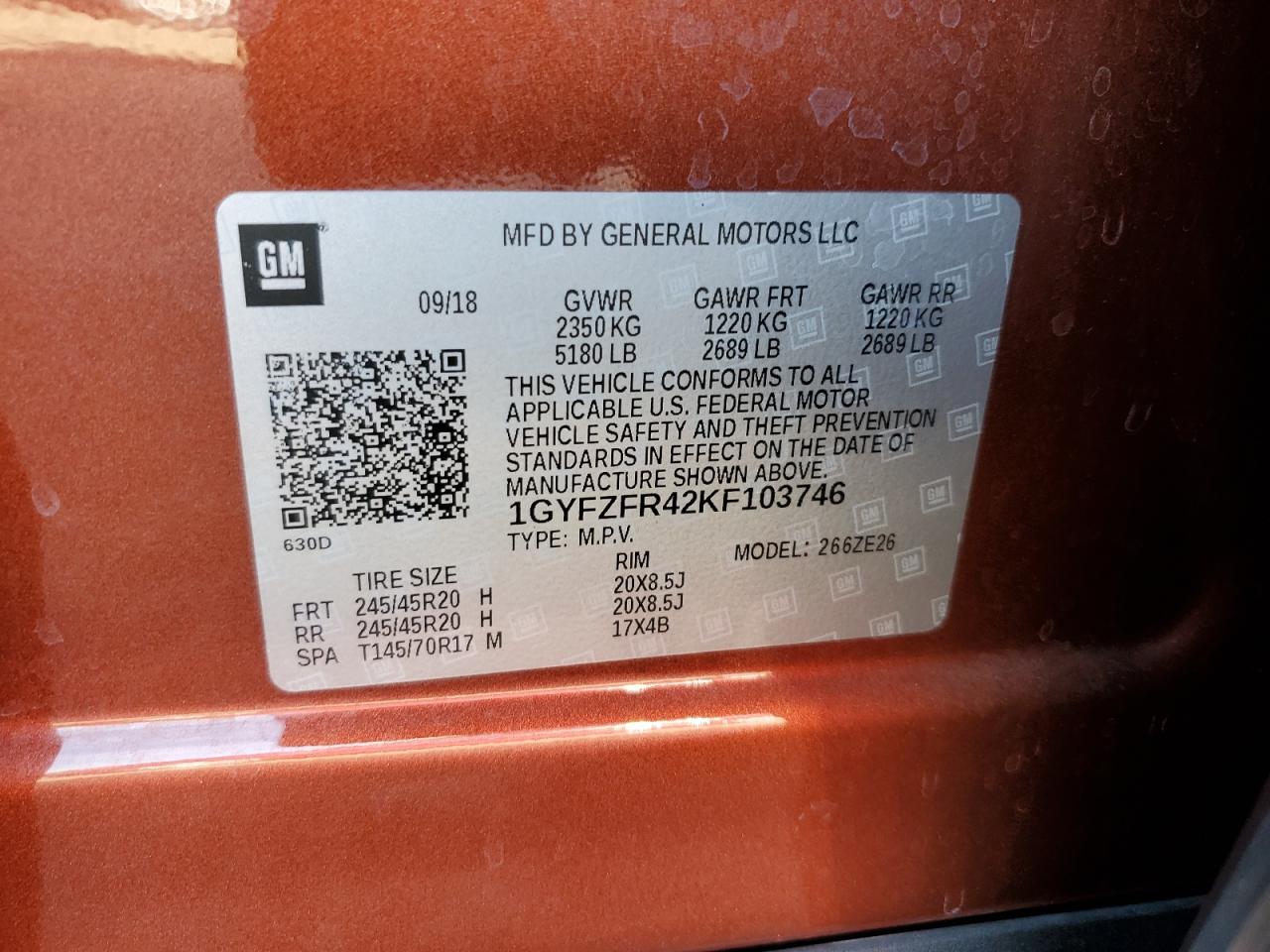 2019 Cadillac Xt4 Sport VIN: 1GYFZFR42KF103746 Lot: 80108425