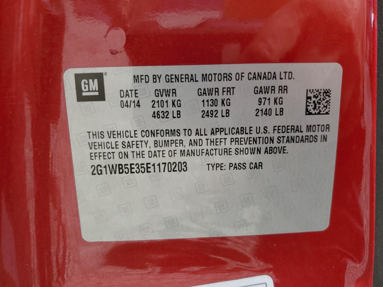 2014 Chevrolet Impala Limited Lt VIN: 2G1WB5E35E1170203 Lot: 72004635