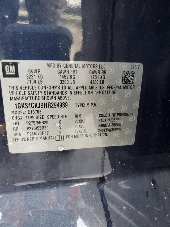 2017 GMC Yukon Denali VIN: 1GKS1CKJ9HR294989 Lot: 71468075