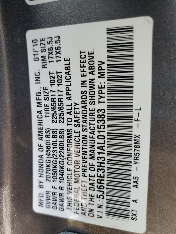 2010 Honda Cr-V Lx VIN: 5J6RE3H31AL015383 Lot: 80854235