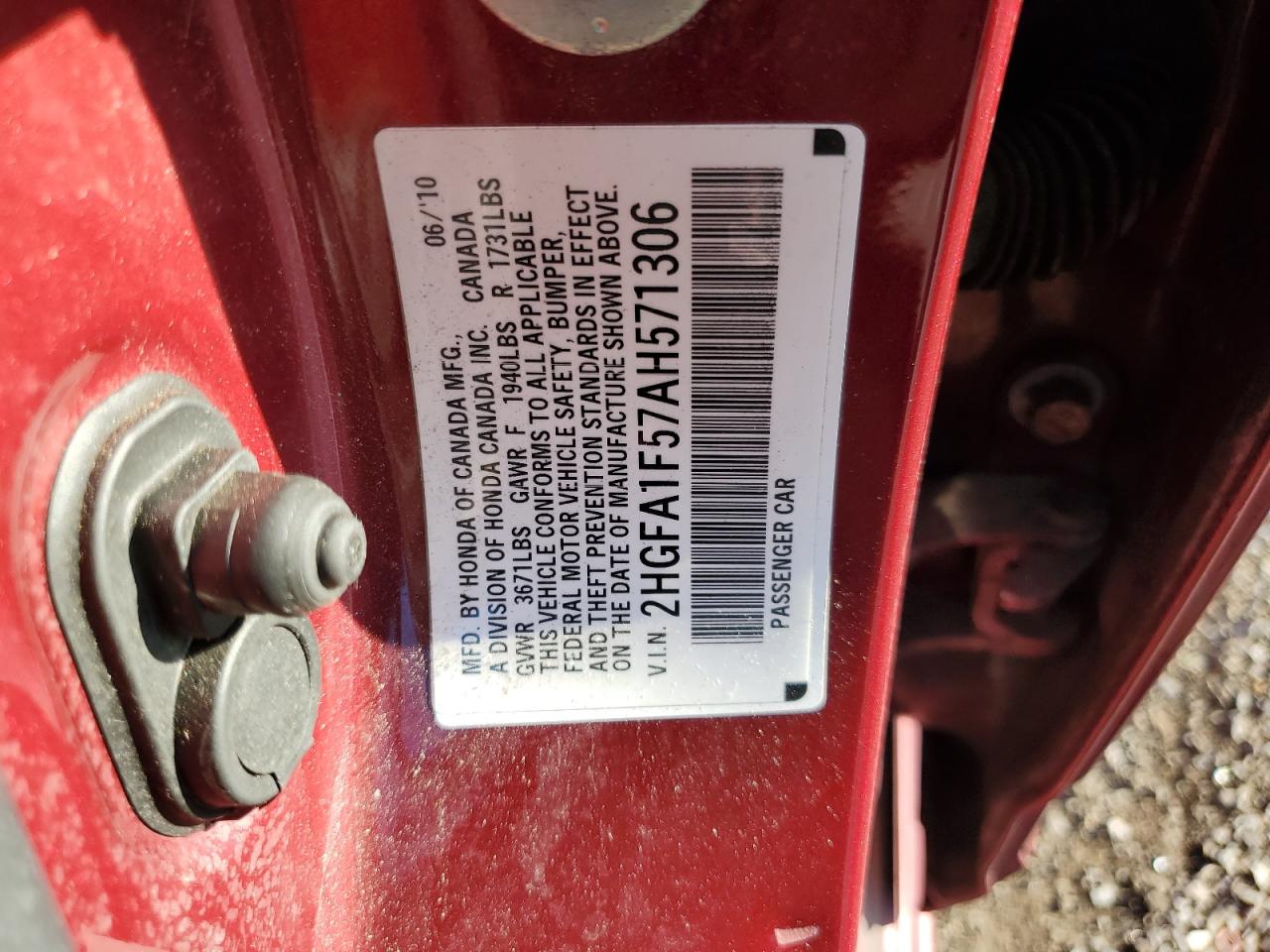 2010 Honda Civic Lx VIN: 2HGFA1F57AH571306 Lot: 80885845