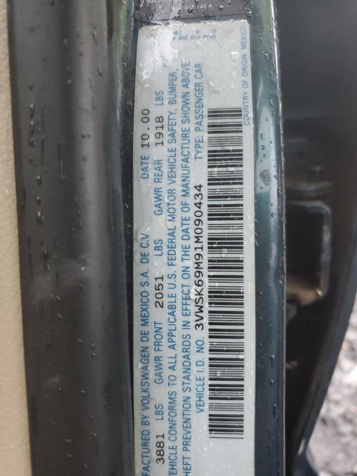 2001 Volkswagen Jetta Gls VIN: 3VWSK69M91M090434 Lot: 81272425