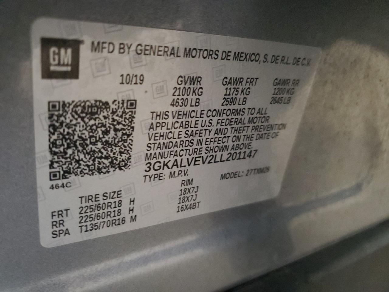 2020 GMC Terrain Slt VIN: 3GKALVEV2LL201147 Lot: 81792255