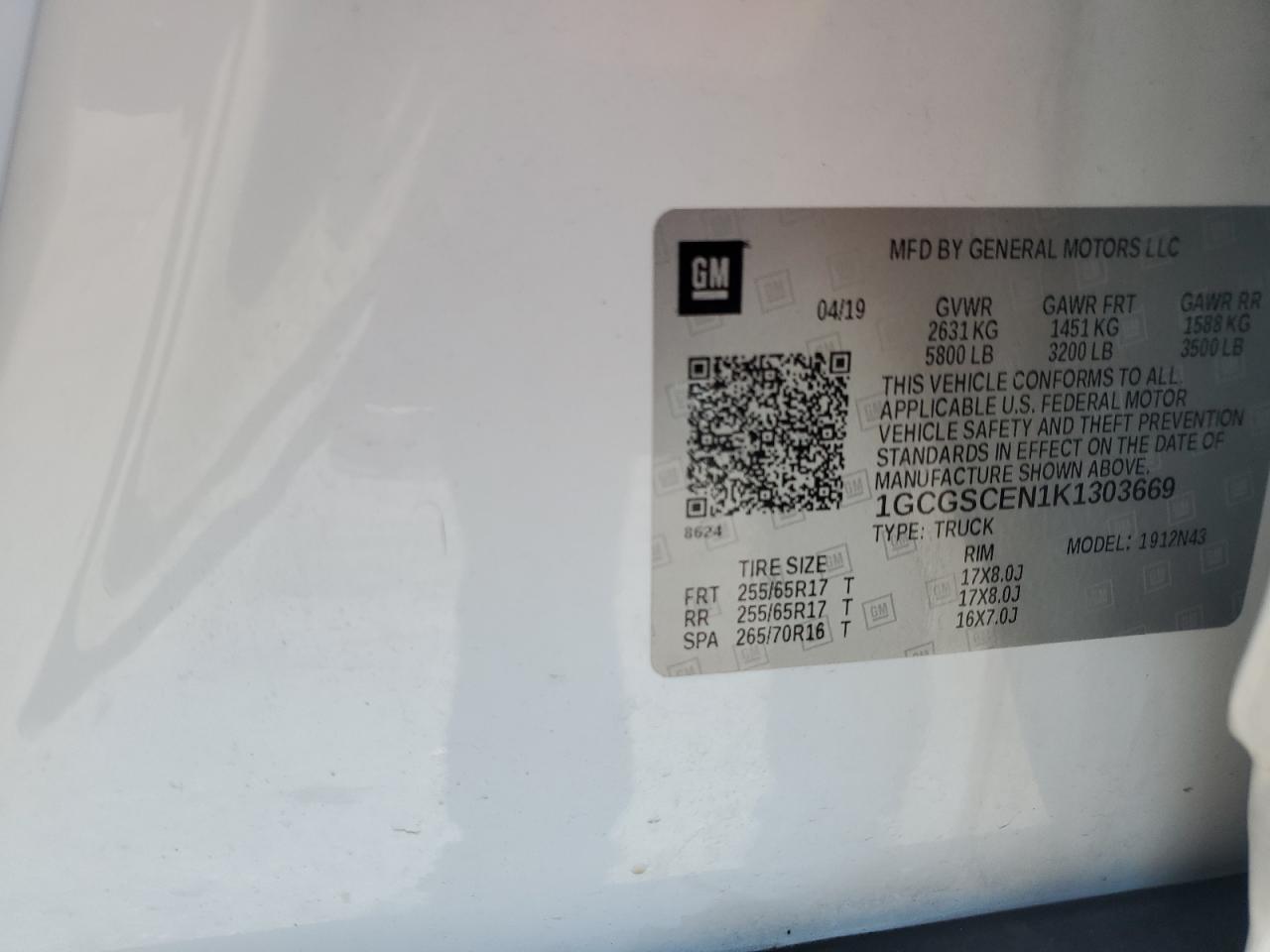 2019 Chevrolet Colorado Lt VIN: 1GCGSCEN1K1303669 Lot: 81183375