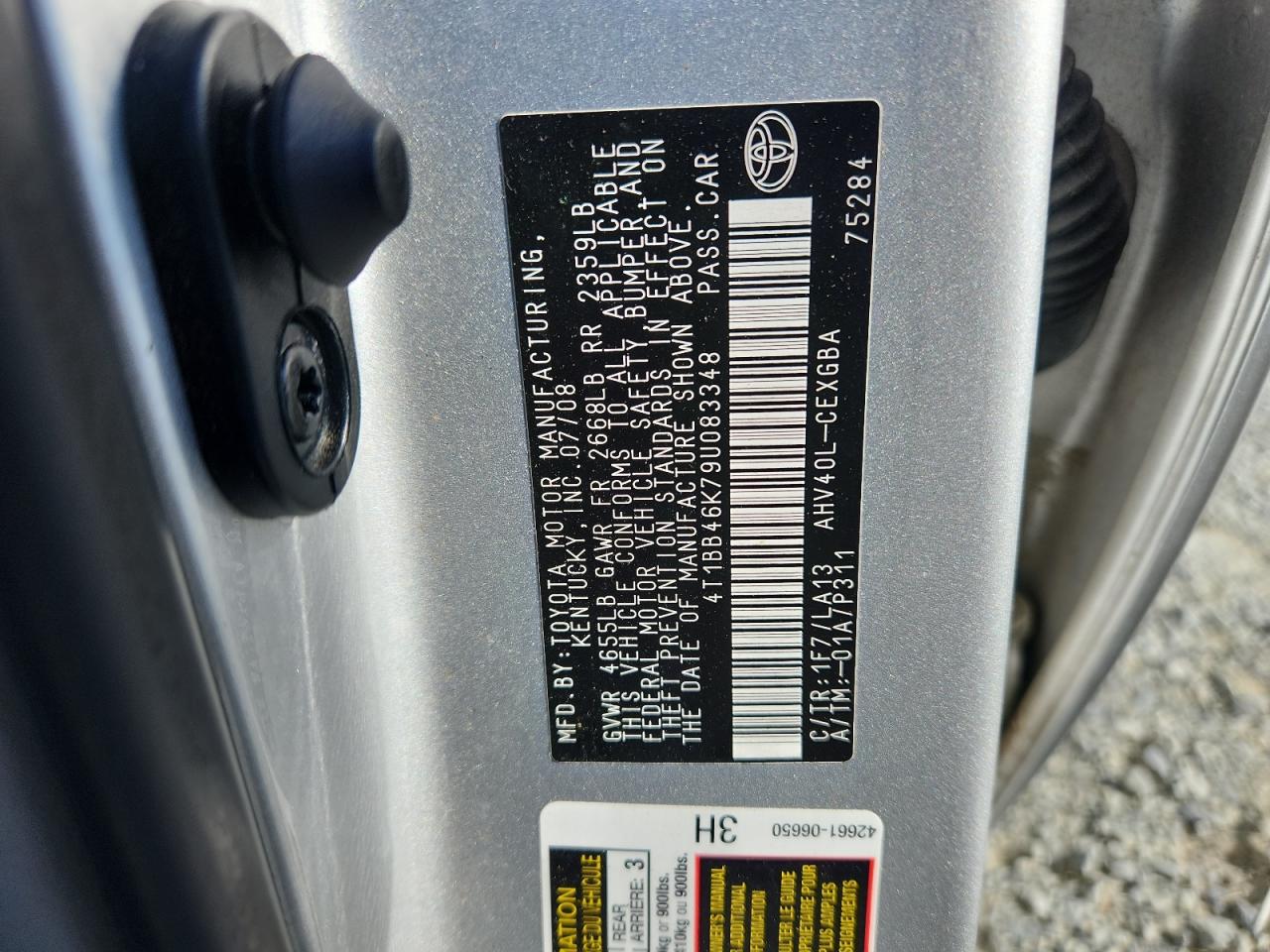 2009 Toyota Camry Hybrid VIN: 4T1BB46K79U083348 Lot: 80112225