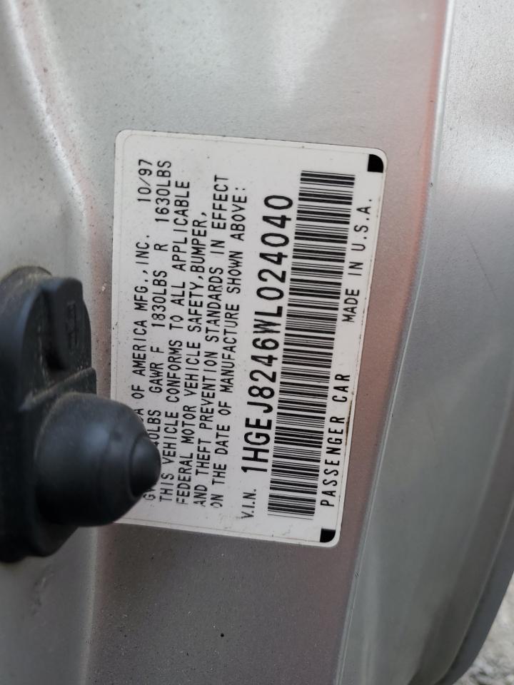 1998 Honda Civic Ex VIN: 1HGEJ8246WL024040 Lot: 80901995