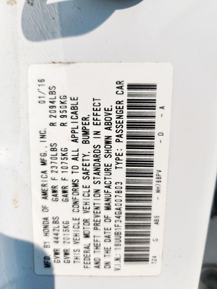 2016 Acura Tlx VIN: 19UUB1F34GA007803 Lot: 81649235