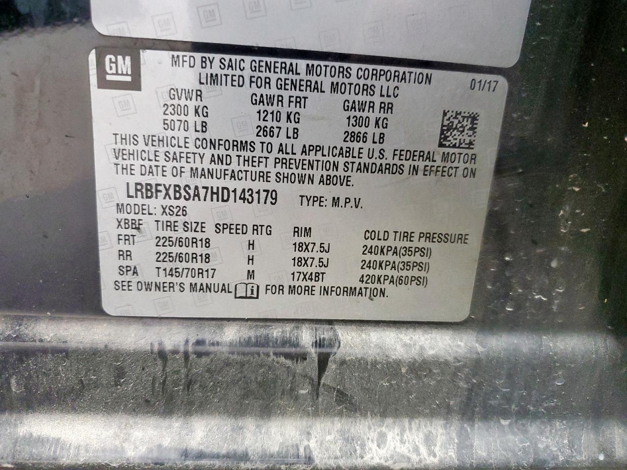 2017 Buick Envision Essence VIN: LRBFXBSA7HD143179 Lot: 83811995