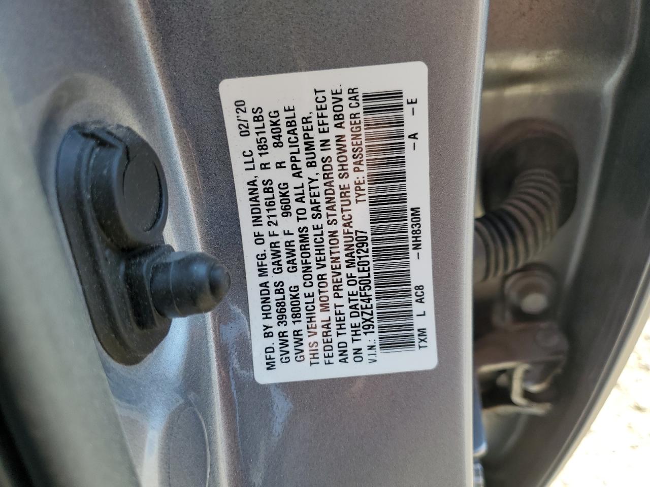 2020 Honda Insight Ex VIN: 19XZE4F50LE012907 Lot: 81022915