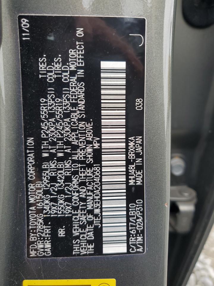 2010 Toyota Highlander Hybrid Limited VIN: JTEJW3EH0A2040681 Lot: 83945445