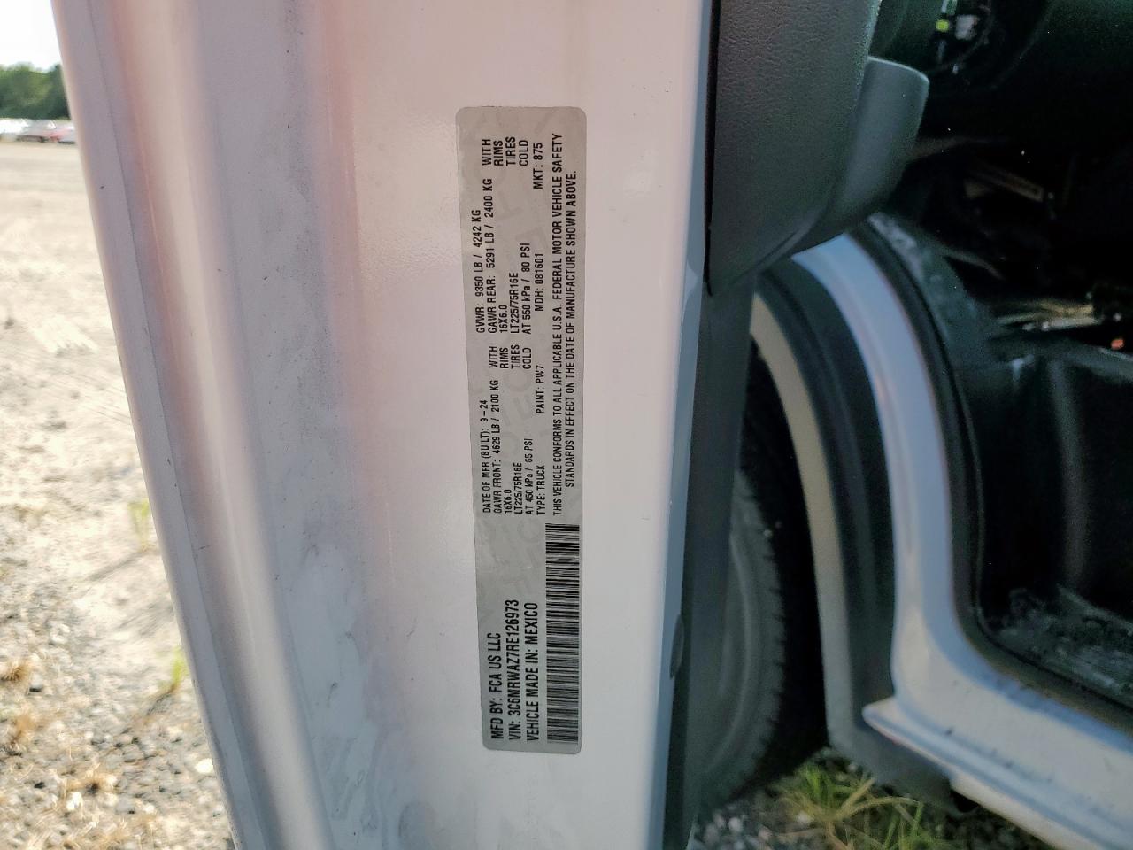 2024 Ram Promaster 3500 3500 Super High VIN: 3C6MRWAZ7RE126973 Lot: 71586015