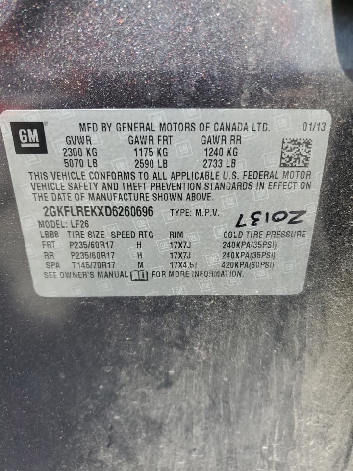 2013 GMC Terrain Sle VIN: 2GKFLREKXD6260696 Lot: 80573605