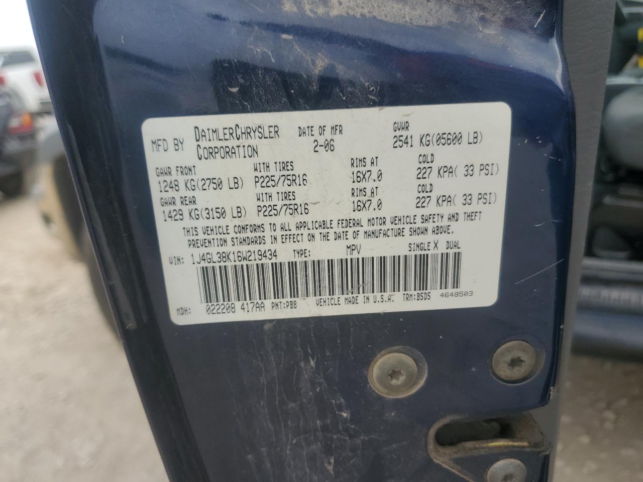 2006 Jeep Liberty Renegade VIN: 1J4GL38K16W219434 Lot: 70905075