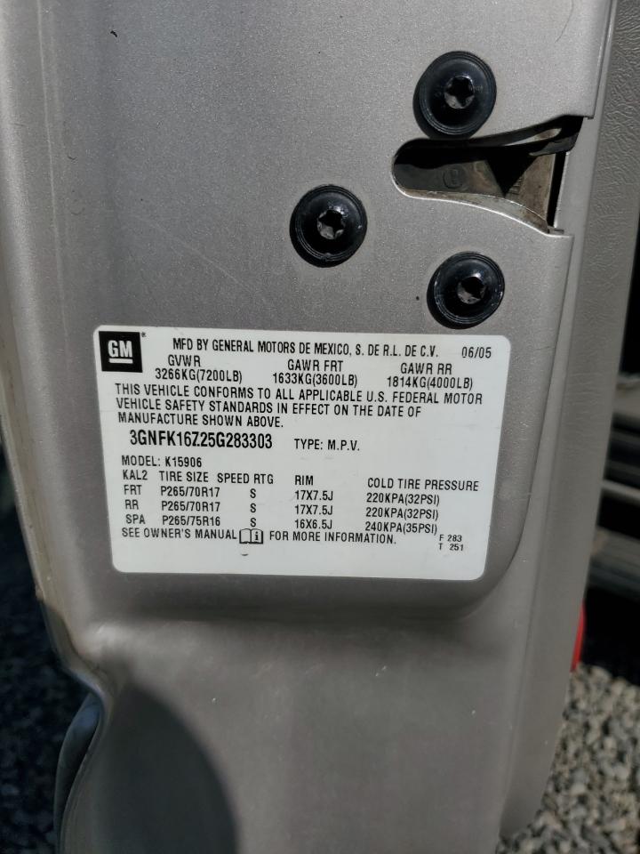 2005 Chevrolet Suburban K1500 VIN: 3GNFK16Z25G283303 Lot: 81325185