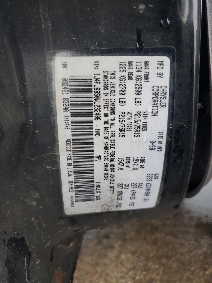 1998 Jeep Cherokee Sport VIN: 1J4FJ68S0WL232406 Lot: 84023815