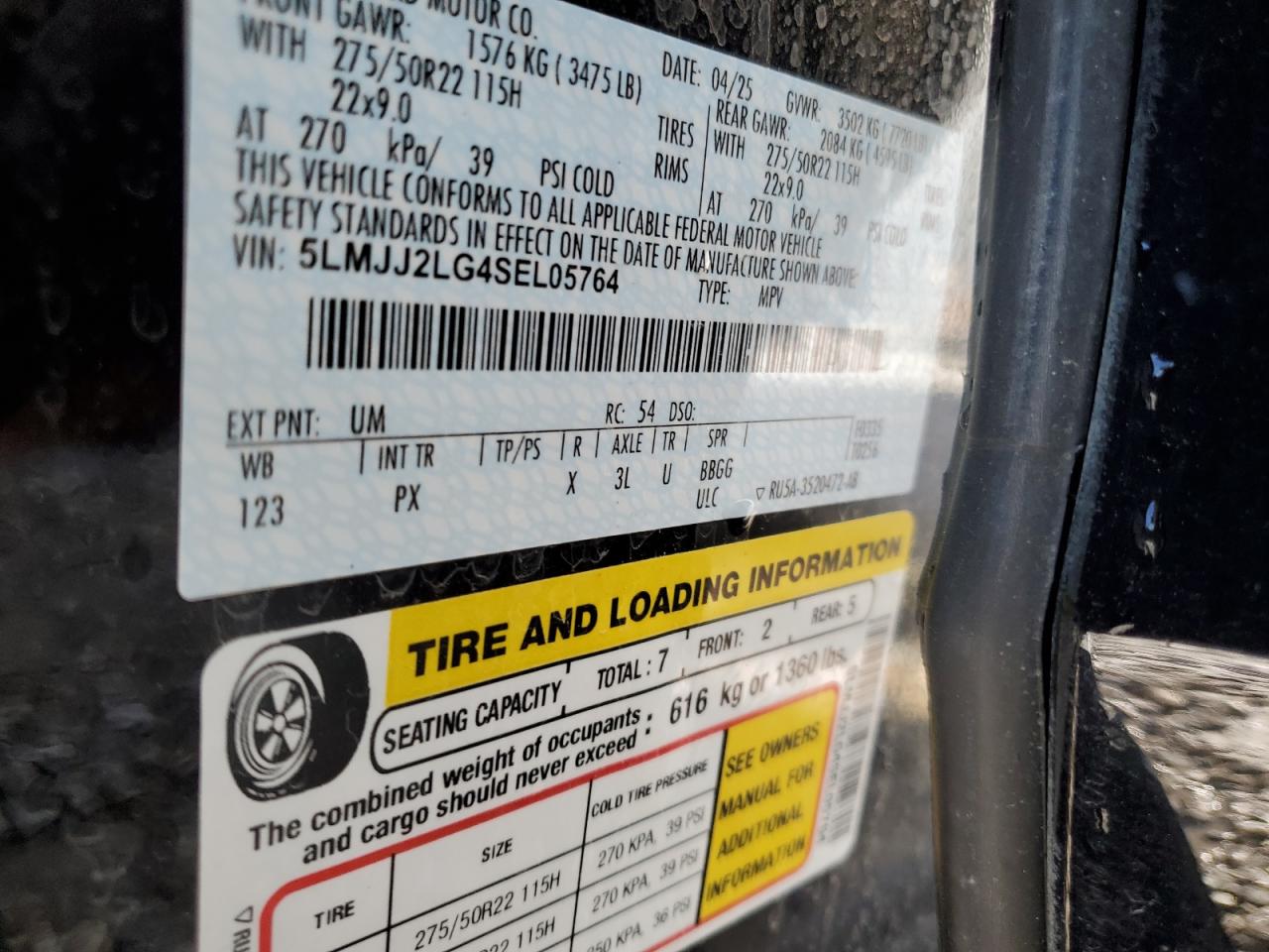 2025 Lincoln Navigator Reserve VIN: 5LMJJ2LG4SEL05764 Lot: 84769465
