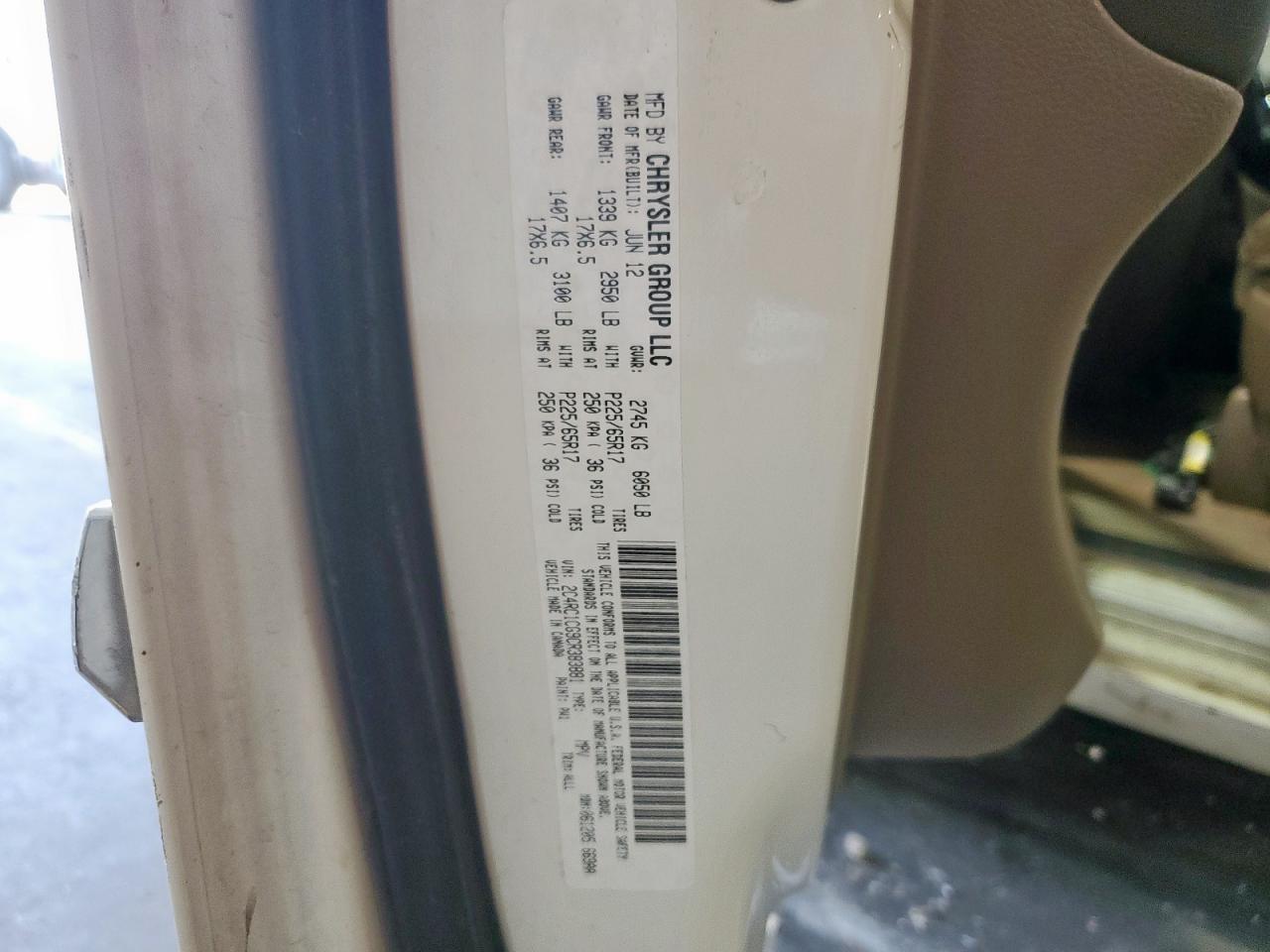 2012 Chrysler Town & Country Touring L VIN: 2C4RC1CG9CR383881 Lot: 81635615