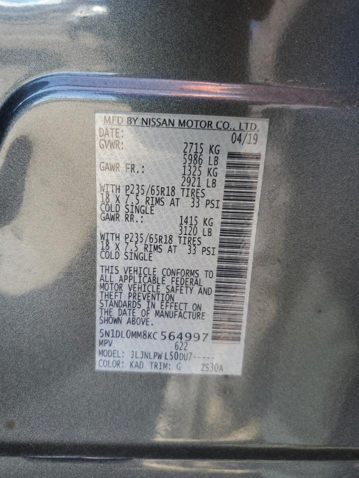 2019 Infiniti Qx60 Luxe VIN: 5N1DL0MM8KC564997 Lot: 84431115