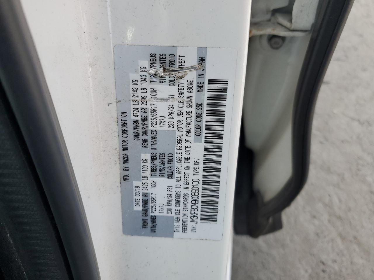 2019 Mazda Cx-5 Touring VIN: JM3KFBCM9K0590100 Lot: 84707225