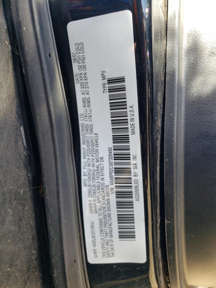 2008 Subaru Outback 2.5I Limited VIN: 4S4BP62C087326460 Lot: 82129975