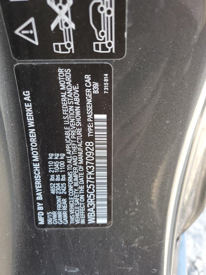2015 BMW 435 Xi VIN: WBA3R5C57FK370928 Lot: 70645905