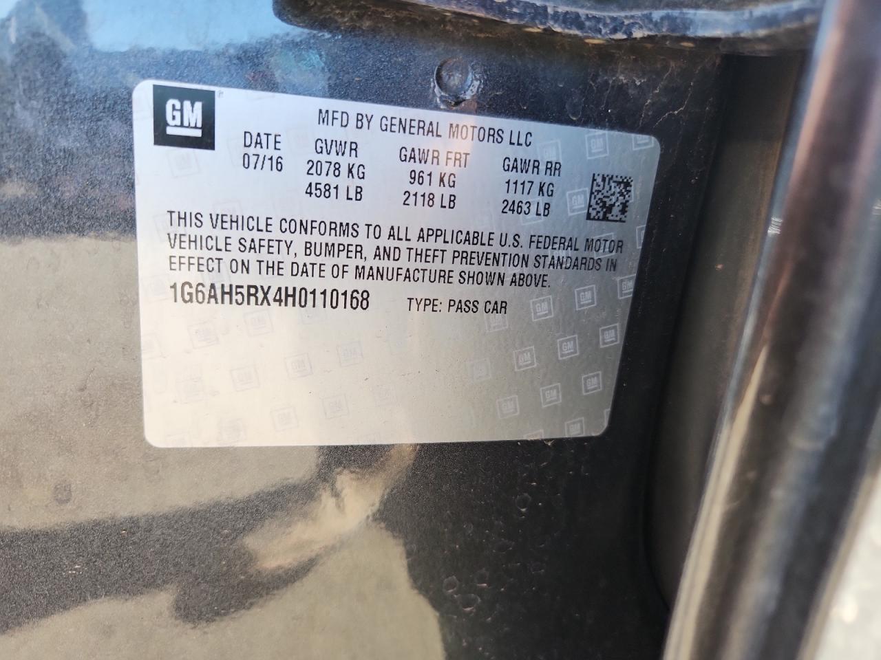 2017 Cadillac Ats Luxury VIN: 1G6AH5RX4H0110168 Lot: 81143875