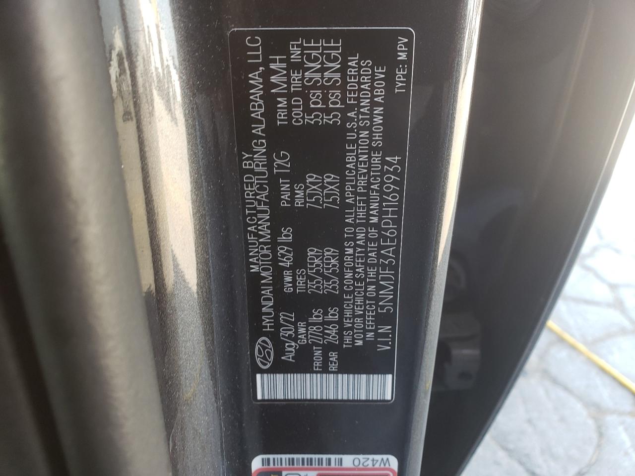 2023 Hyundai Tucson Sel VIN: 5NMJF3AE6PH169934 Lot: 80386395
