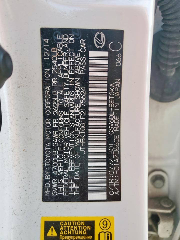 2015 Lexus Es 350 VIN: JTHBK1GG1F2175624 Lot: 81837915