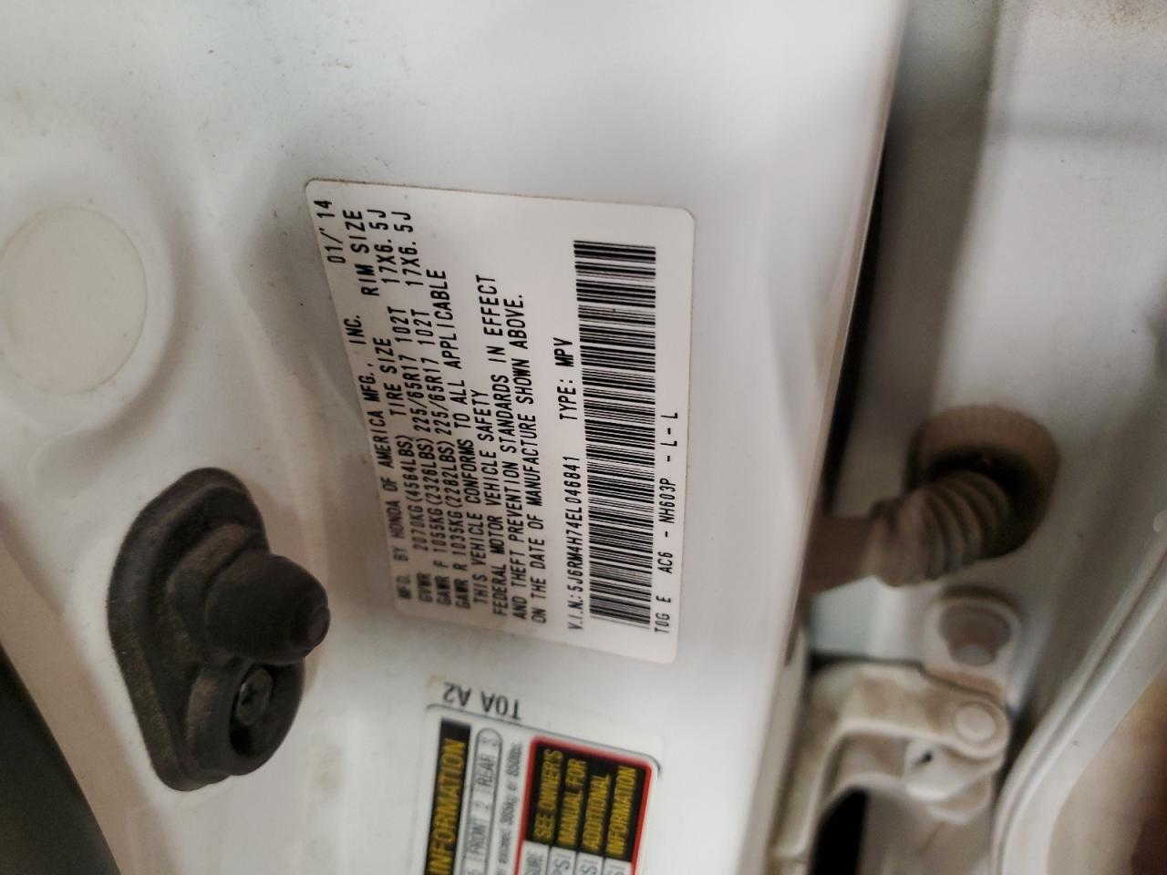 2014 Honda Cr-V Exl VIN: 5J6RM4H74EL046841 Lot: 80536675