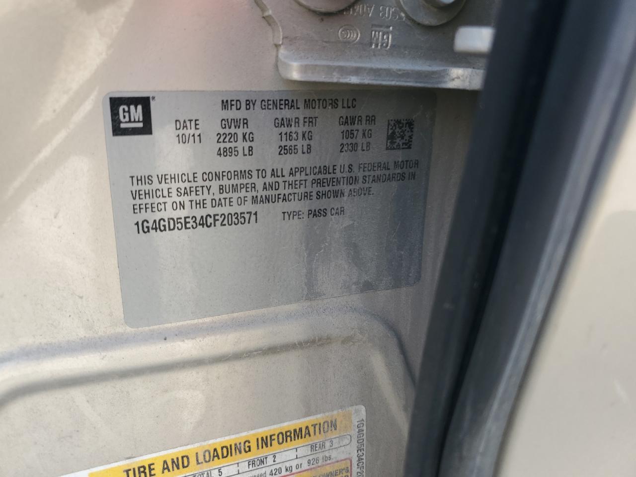 2012 Buick Lacrosse Premium VIN: 1G4GD5E34CF203571 Lot: 80330435