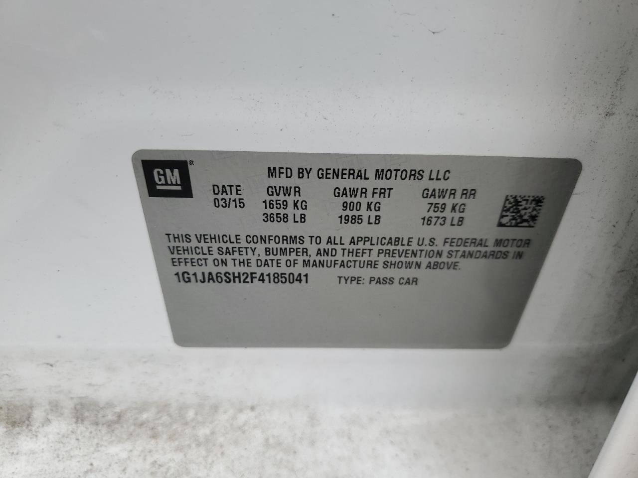 2015 Chevrolet Sonic Ls VIN: 1G1JA6SH2F4185041 Lot: 81253315