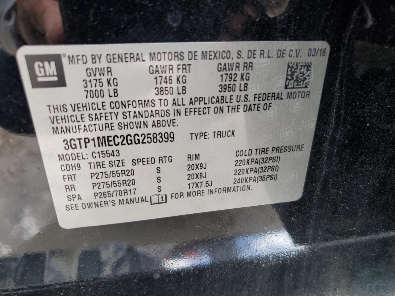 2016 GMC Sierra C1500 Sle VIN: 3GTP1MEC2GG258399 Lot: 80728175