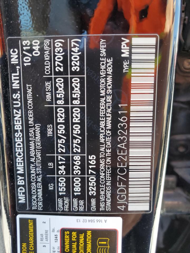 2014 Mercedes-Benz Gl 450 4Matic VIN: 4JGDF7CE2EA323611 Lot: 80218835