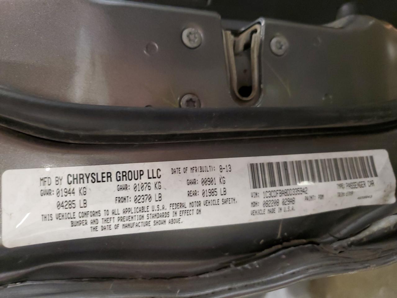 2013 Dodge Dart Sxt VIN: 1C3CDFBA8DD335942 Lot: 80859185