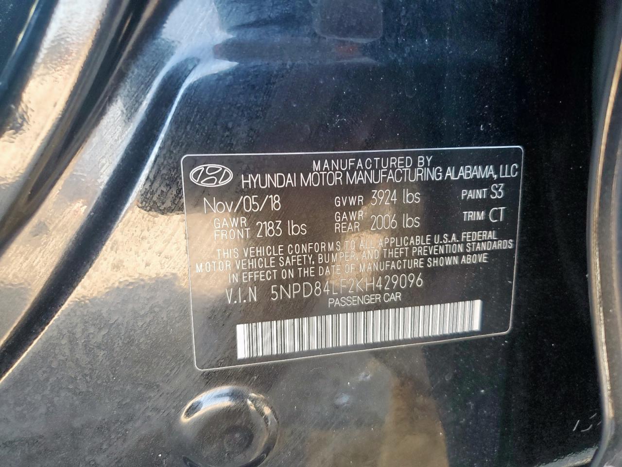 2019 Hyundai Elantra Sel VIN: 5NPD84LF2KH429096 Lot: 80309655