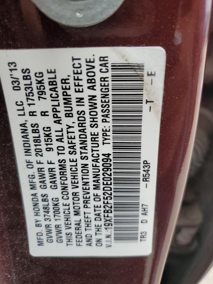 2013 Honda Civic Lx VIN: 19XFB2F52DE029094 Lot: 80473955