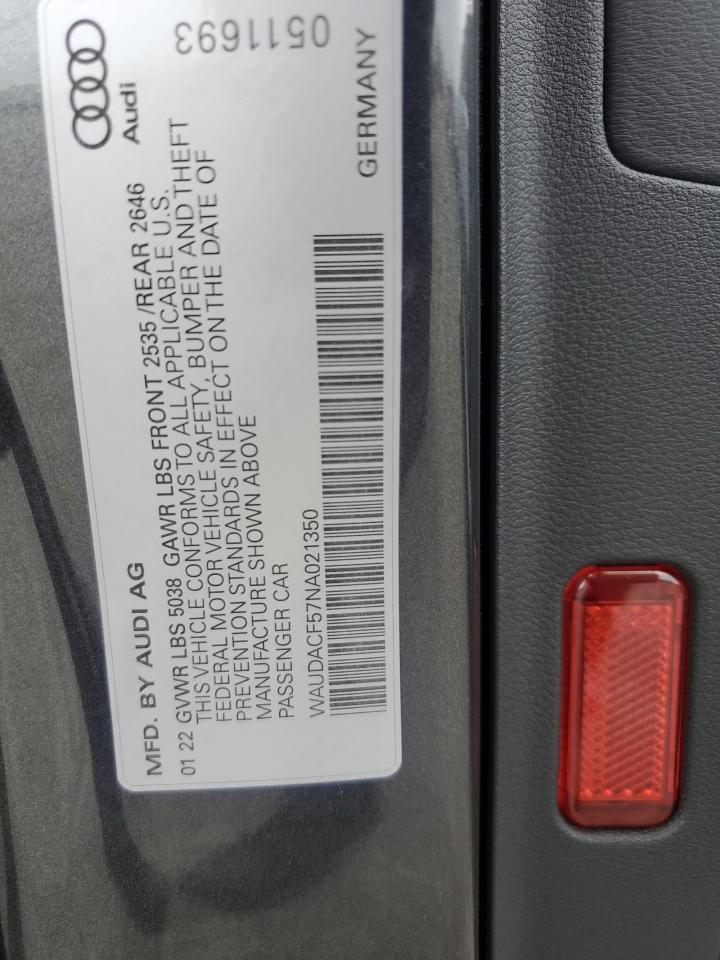 2022 Audi A5 Premium 45 VIN: WAUDACF57NA021350 Lot: 84460225