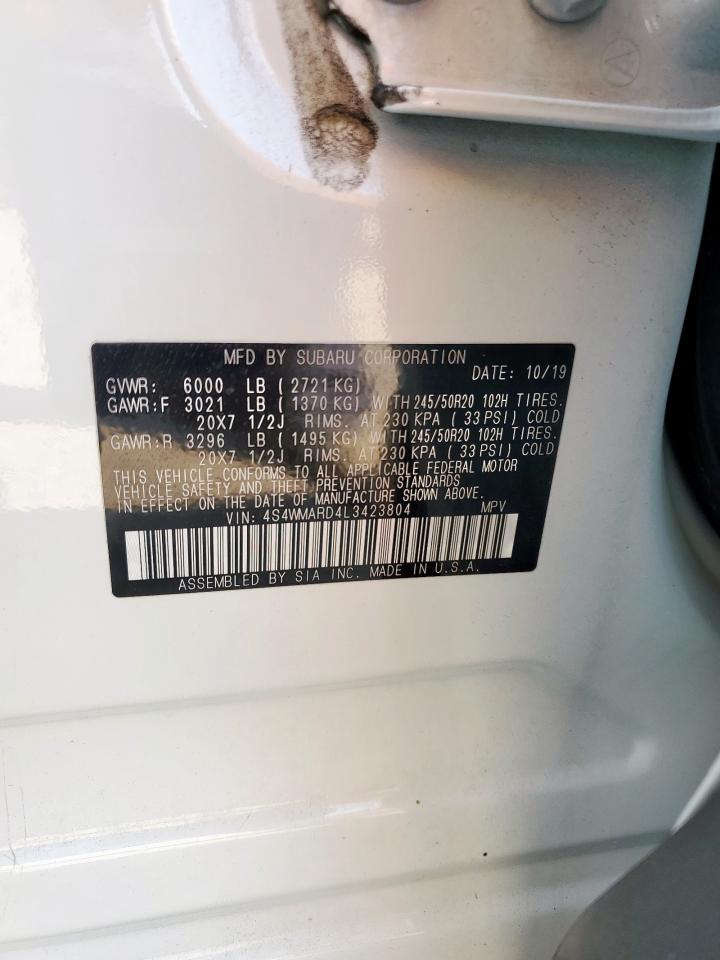 2020 Subaru Ascent Touring VIN: 4S4WMARD4L3423804 Lot: 80956695