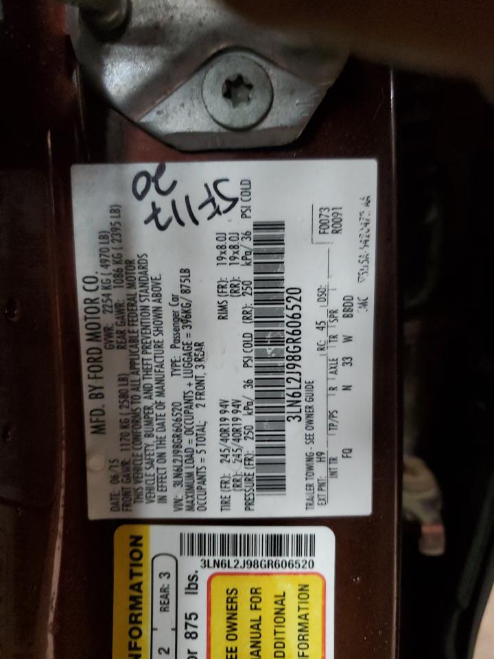 2016 Lincoln Mkz VIN: 3LN6L2J98GR606520 Lot: 84443385