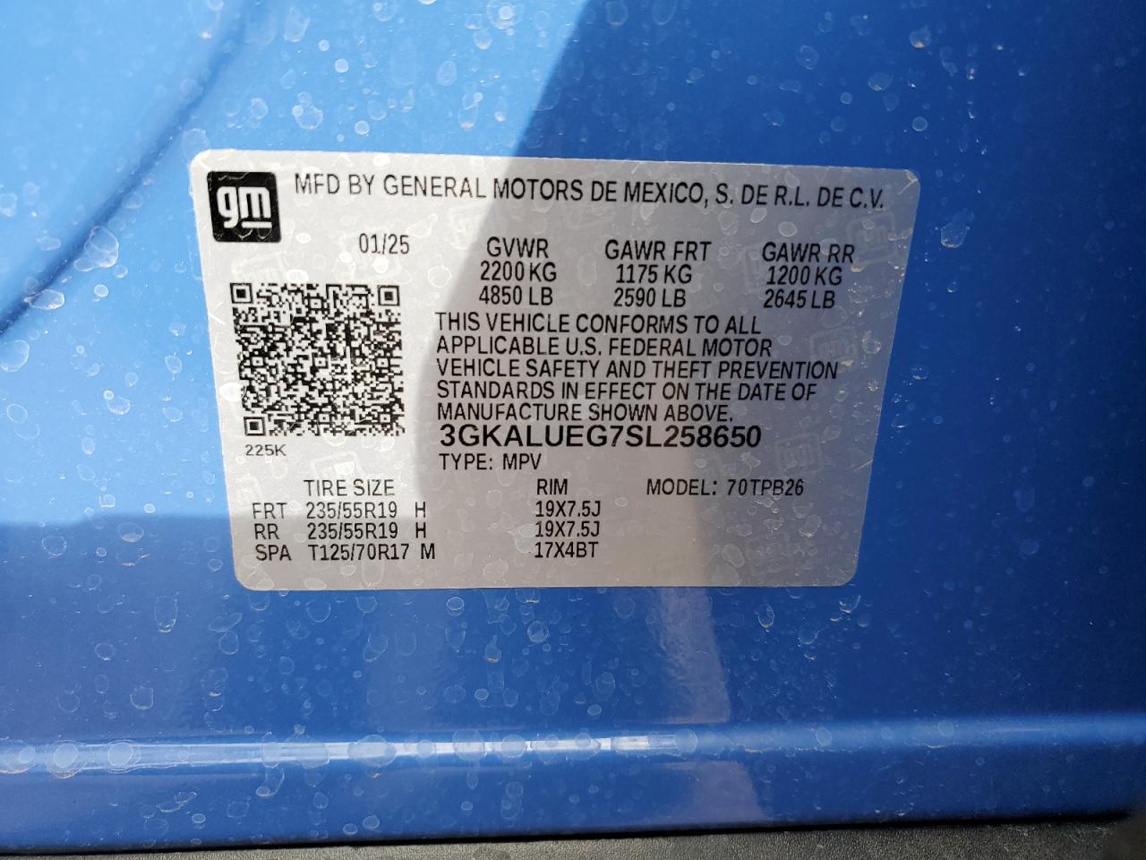 2025 GMC Terrain Elevation VIN: 3GKALUEG7SL258650 Lot: 84807145