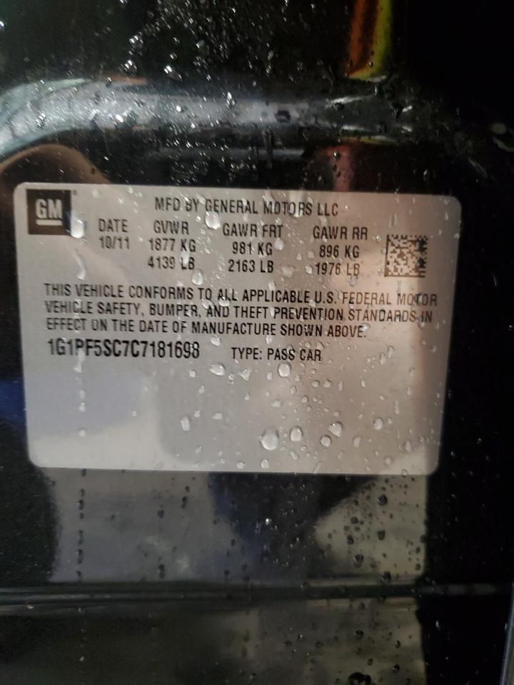 2012 Chevrolet Cruze Lt VIN: 1G1PF5SC7C7181698 Lot: 83878515