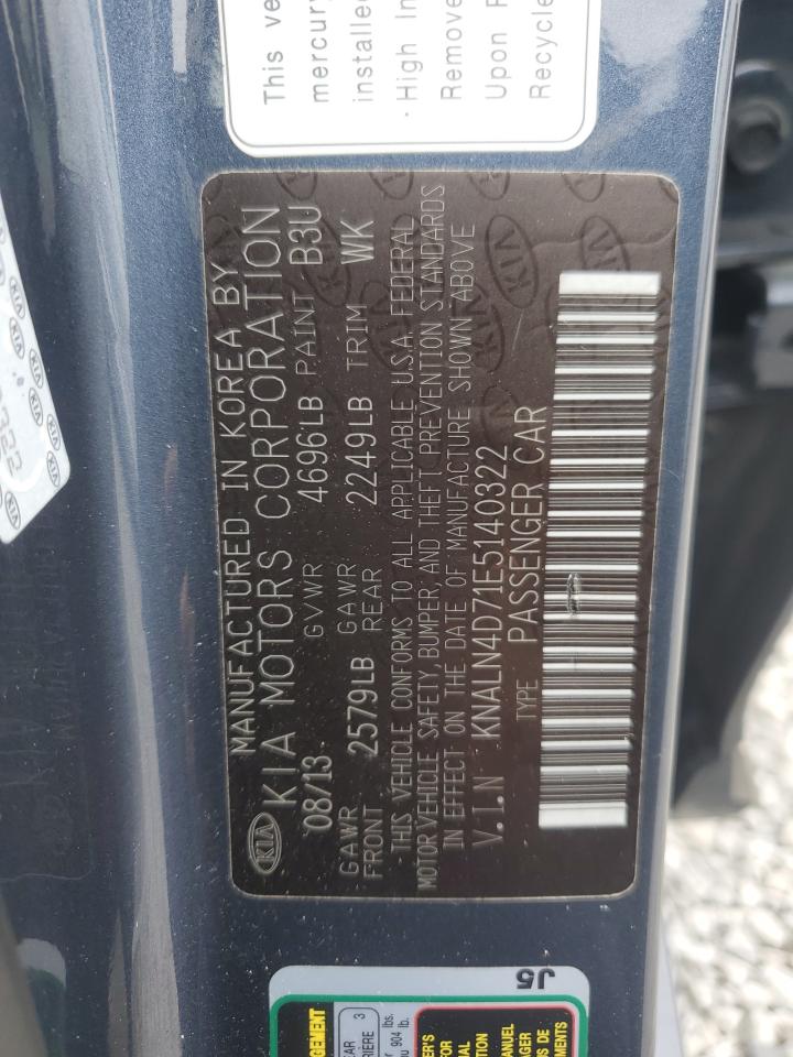 2014 Kia Cadenza Premium VIN: KNALN4D71E5140322 Lot: 71628795