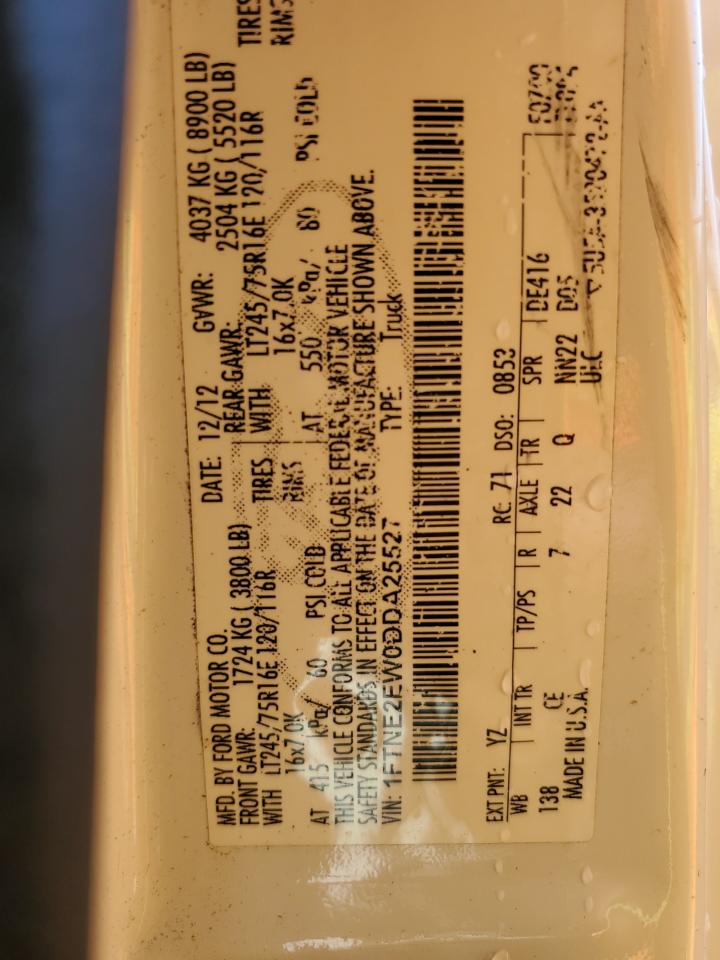 2013 Ford Econoline E250 Van VIN: 1FTNE2EW0DDA25527 Lot: 80539735